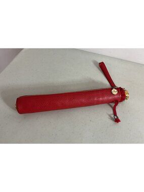 Vintage Knirps Red Folding Umbrella With Leather Case